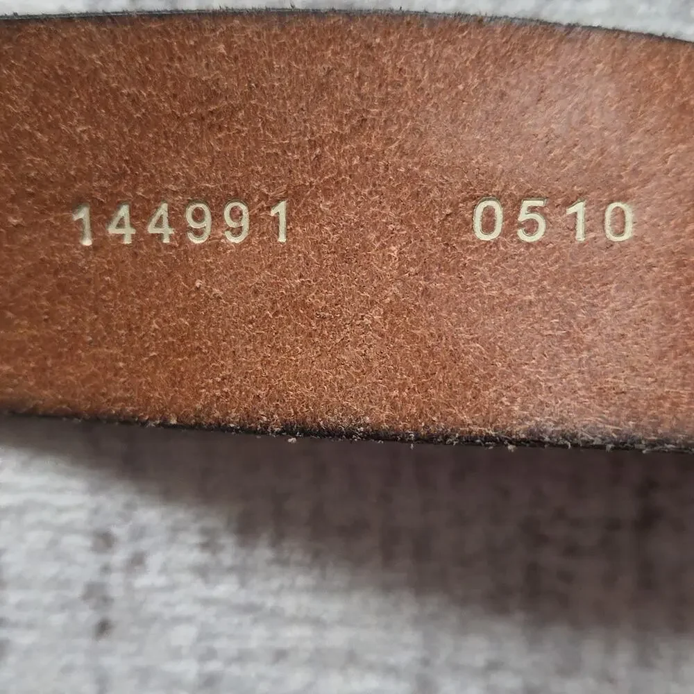 Vintage Fossil Silver Metallic Embossed Textured Genuine Leather Belt Womens L